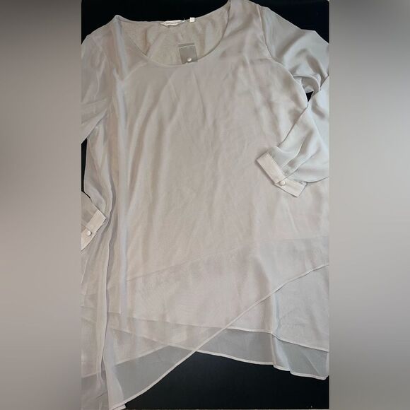Soft surroundings Flowy Cross over sheer hem Blouse Size Large NWOT - Picture 1 of 7